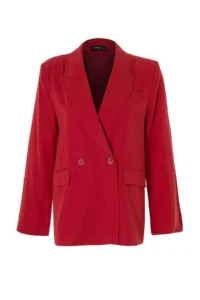 TRENDYOLMİLLA Trendyol Studio Red linen look Lined Weaving Blazer Jacket - Image 6