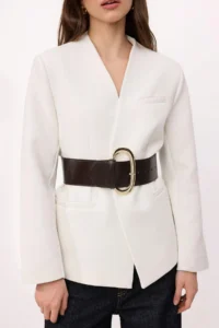 TRENDYOLMİLLA WHITE Arched Weaving Blazer Jacket - Image 3