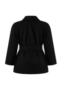 TRENDYOLMİLLA Black Oversized Plus Size Belted Short Trench Coat - Image 8