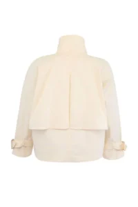 TRENDYOLMİLLA Ecru Oversized High Neck Plus Size Short Trench Coat - Image 5