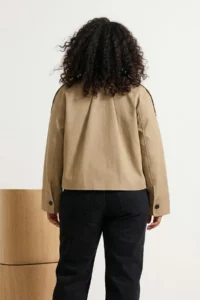 TRENDYOLMİLLA Beige Double breasted Oversized Short Plus Size Trench Coat - Image 4
