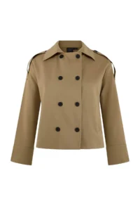 TRENDYOLMİLLA Beige Double breasted Oversized Short Plus Size Trench Coat - Image 5