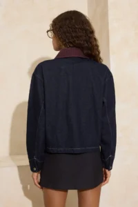 TRENDYOLMİLLA BLUE Velvet Collar Detailed Oversized 100% Cotton DENIM Jacket - Image 4