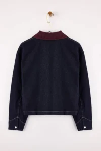 TRENDYOLMİLLA BLUE Velvet Collar Detailed Oversized 100% Cotton DENIM Jacket - Image 8