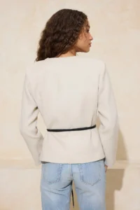 TRENDYOLMİLLA Stone Arched Lined Crew Neck Cotton Weaving Bowl Jacket - Image 4