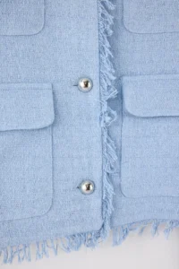 TRENDYOLMİLLA Light BLUE Weaving Tweed Accessory buttoned Jacket - Image 8