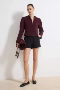 TRENDYOLMİLLA Plum Soft/Drapey Tencel Blended Waist Length Fitted Weaving Jacket - Image 2