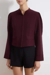 TRENDYOLMİLLA Plum Soft/Drapey Tencel Blended Waist Length Fitted Weaving Jacket - Image 3