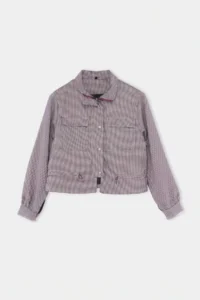 TRENDYOLMİLLA Red Checkered/Checkered Stoper Detailed Snap Button Kapama Weaving Jacket