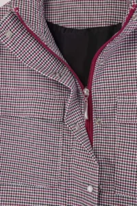 TRENDYOLMİLLA Red Checkered/Checkered Stoper Detailed Snap Button Kapama Weaving Jacket - Image 3