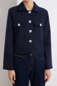 TRENDYOLMİLLA NAVY BLUE Lined padded Weaving Jacket - Image 3