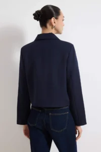 TRENDYOLMİLLA NAVY BLUE Lined padded Weaving Jacket - Image 4