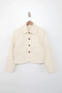 TRENDYOLMİLLA Beige Oversized buttoned 100% Cotton Jacket - Image 3