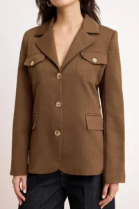 TRENDYOLMİLLA Mink buttoned Weaving Seasonal Chic Jacket - Image 3