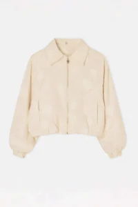 TRENDYOLMİLLA Off WHITE 100% Cotton Embroidered Zippered Thin Seasonal Crop Jacket - Image 6