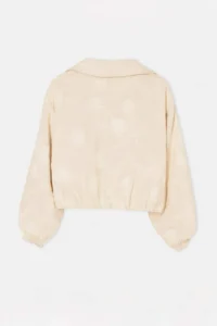 TRENDYOLMİLLA Off WHITE 100% Cotton Embroidered Zippered Thin Seasonal Crop Jacket - Image 7