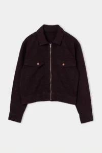 TRENDYOLMİLLA Brown textured Material Detailed Zippered DENIM Jacket