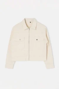 TRENDYOLMİLLA Ecru textured Material Detailed Zippered DENIM Jacket - Image 5