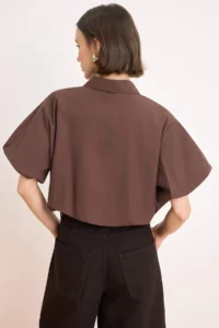 TRENDYOLMİLLA Brown Zippered Balloon Sleeve Thin Seasonal Jacket  Jacket - Image 5