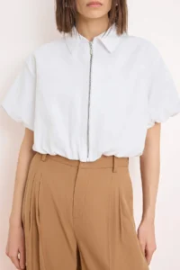 TRENDYOLMİLLA WHITE Zippered Balloon Sleeve Thin Seasonal Jacket - Image 4