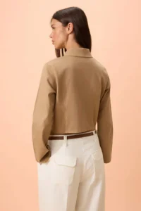 TRENDYOLMİLLA Beige Zippered Fitted Gabardine Seasonal Thin Jacket - Image 3