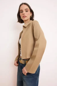 TRENDYOLMİLLA Beige Zippered Fitted Gabardine Seasonal Thin Jacket - Image 6