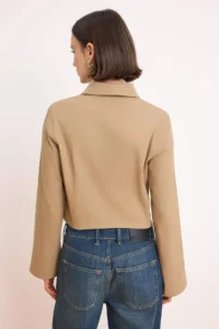 TRENDYOLMİLLA Beige Zippered Fitted Gabardine Seasonal Thin Jacket - Image 8