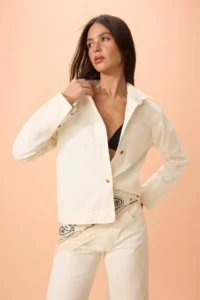 TRENDYOLMİLLA WHITE Gabardine Basic Thin Seasonal Jacket - Image 2