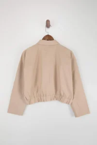 TRENDYOLMİLLA Beige buttoned Elastic Waist Thin Seasonal Poplin Jacket - Image 12