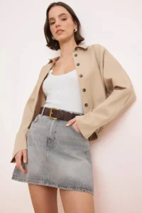 TRENDYOLMİLLA Beige buttoned Elastic Waist Thin Seasonal Poplin Jacket - Image 5