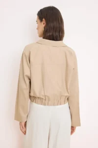 TRENDYOLMİLLA Beige buttoned Elastic Waist Thin Seasonal Poplin Jacket - Image 9