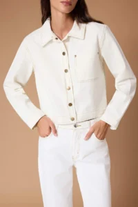 TRENDYOLMİLLA Premium Ecru Special Material Regular/Normal Cut 100% Cotton Jacket - Image 3