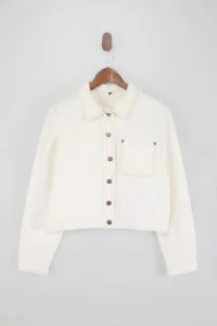TRENDYOLMİLLA Premium Ecru Special Material Regular/Normal Cut 100% Cotton Jacket - Image 5