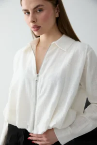 TRENDYOLMİLLA WHITE Zipper Kapama Seasonal Thin Jacket - Image 2