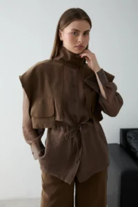 TRENDYOLMİLLA Mink Modal Pocket Detail Thin Jacket