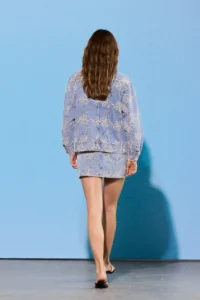 TRENDYOLMİLLA Limited Edition BLUE Patterned Oversized DENIM Jacket - Image 2