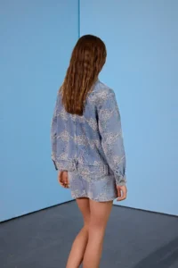 TRENDYOLMİLLA Limited Edition BLUE Patterned Oversized DENIM Jacket - Image 5