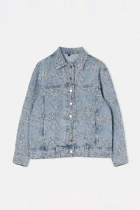 TRENDYOLMİLLA Limited Edition BLUE Patterned Oversized DENIM Jacket - Image 6