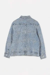 TRENDYOLMİLLA Limited Edition BLUE Patterned Oversized DENIM Jacket - Image 7