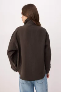 TRENDYOLMİLLA Dark Brown Liyosel snaps Oversized Shirt Jacket - Image 4