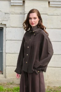TRENDYOLMİLLA Dark Brown Liyosel snaps Oversized Shirt Jacket - Image 5