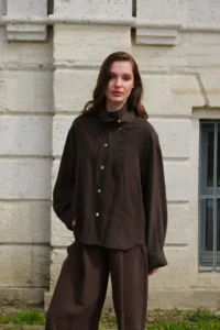 TRENDYOLMİLLA Dark Brown Liyosel snaps Oversized Shirt Jacket - Image 7