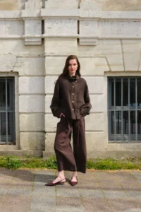 TRENDYOLMİLLA Dark Brown Liyosel snaps Oversized Shirt Jacket - Image 8