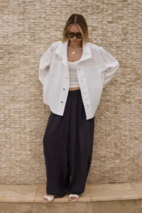 TRENDYOLMİLLA WHITE Liyosel snaps Oversized Shirt Jacket - Image 4