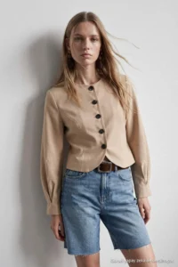 TRENDYOLMİLLA Beige Handles Battery Detailed Weaving Jacket - Image 3