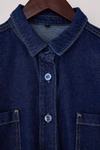 TRENDYOLMİLLA DARK BLUE Tie Waist Tencel Blended DENIM Shirt - Image 6
