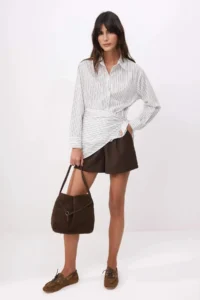 TRENDYOLMİLLA WHITE-Multicolored removable Scarf Detailed Shirt - Image 2