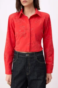 TRENDYOLMİLLA Red padded Fisto Tie Back Shirt - Image 4
