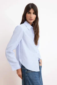 TRENDYOLMİLLA BLUE Striped Vatka Detailed Shirt - Image 2