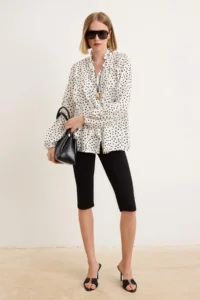 TRENDYOLMİLLA WHITE Polka Dot Ruffle Detailed Weaving Shirt - Image 6